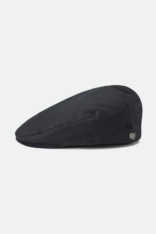 Designer trucker cap with signature brand patch -Hooligan Flat Cap - Black