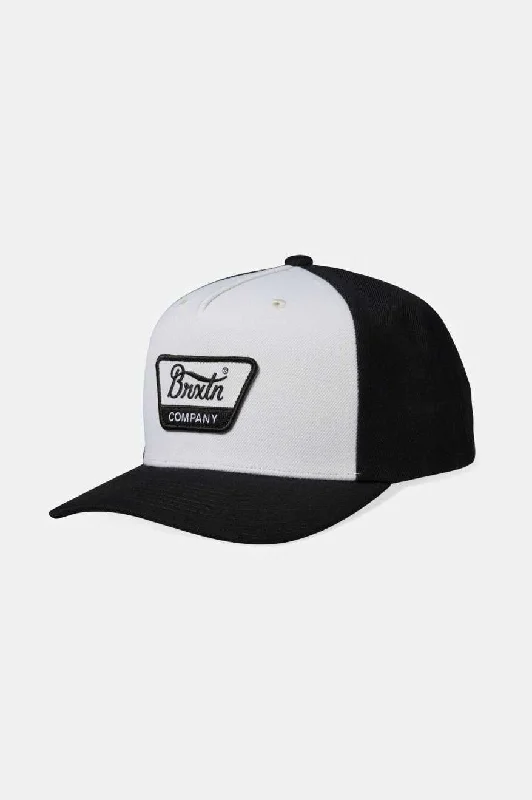 Trucker cap with retro patch design -Linwood Netplus Snapback - Black/White/Black