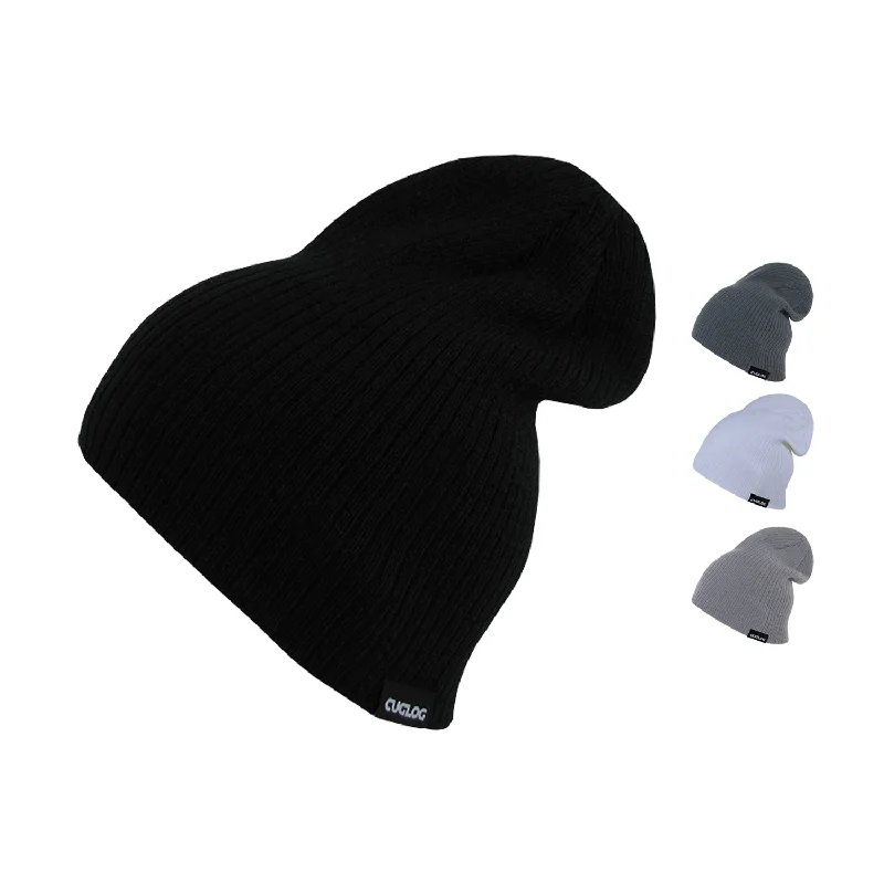 Retro cap with 80s-inspired color blocks -Cuglog K025 Vinson Slouch Cuffed Long Cable Knit Beanies Hats Winter Ski Caps