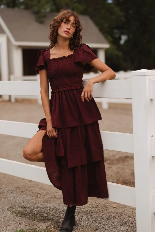 Plus size dresses for elegant dinners glow softly -Alana Dress in Mahogany - FINAL SALE