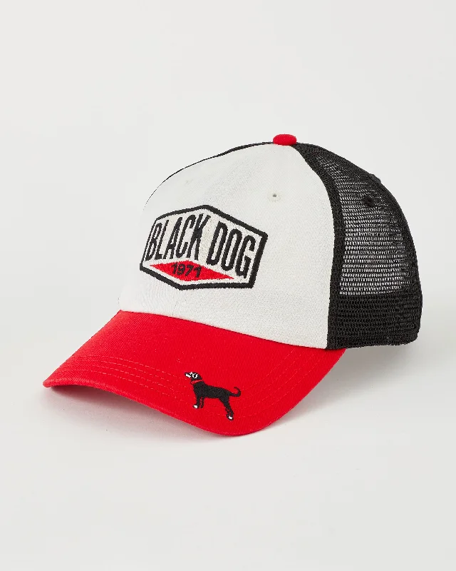 Fitted trucker cap for custom head fit -Black Dog Washed Twill Hat