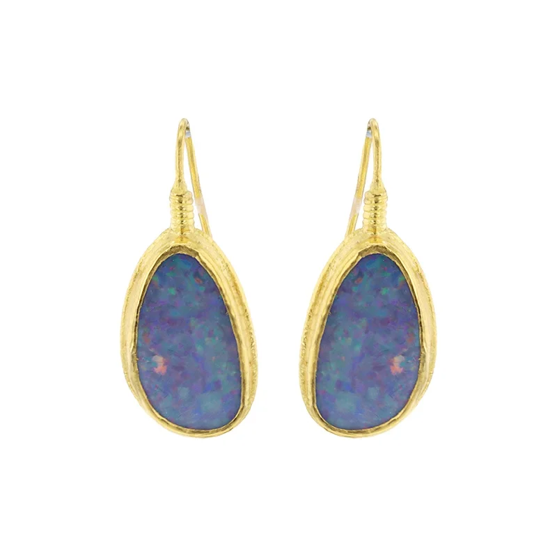 Drop Earrings for Formal Attire -Drop earrings with silk threads for a delicate look -Austrailian Opal Drop Earrings