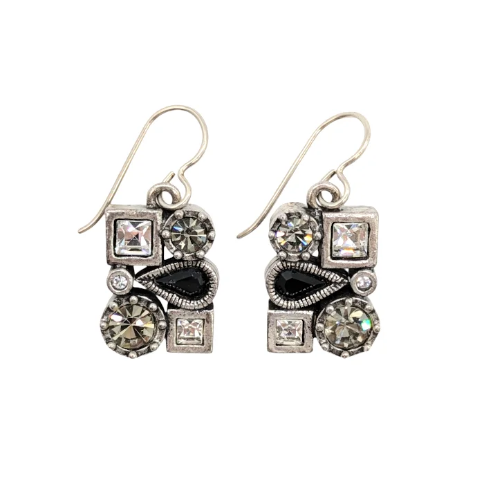 Drop Earrings with Knot Designs -Drop earrings with crystal and pearl accents for timeless style -Misbehavin' Earrings by Patricia Locke - Black & White