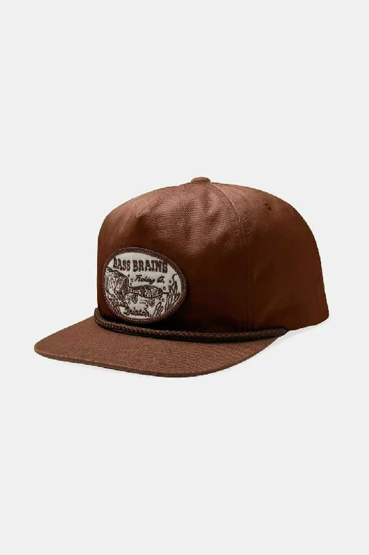 Adjustable cap with sturdy velcro closure -Bass Brains Swim Snapback - Brown