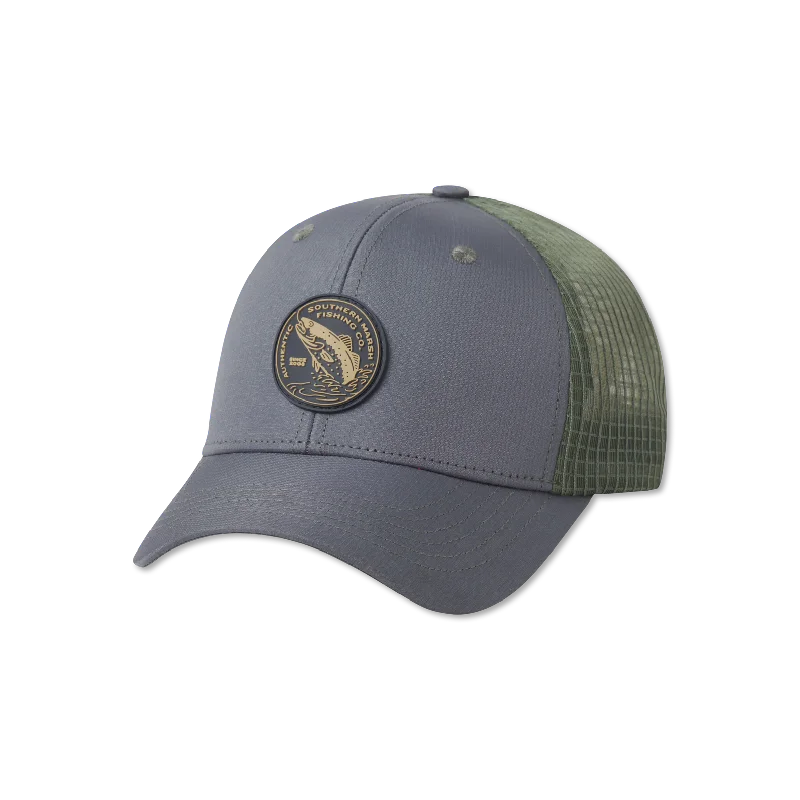 Camo trucker cap for outdoor adventure style -Performance Trucker Hat - SM Fishing Co.