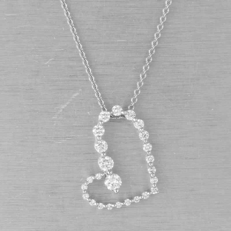 Beautiful necklaces and pendants with geometric shapes for a modern, artistic design-Movado 18k White Gold Diamond Asymmetrical Graduated Heart Necklace 0.60ctw 16"