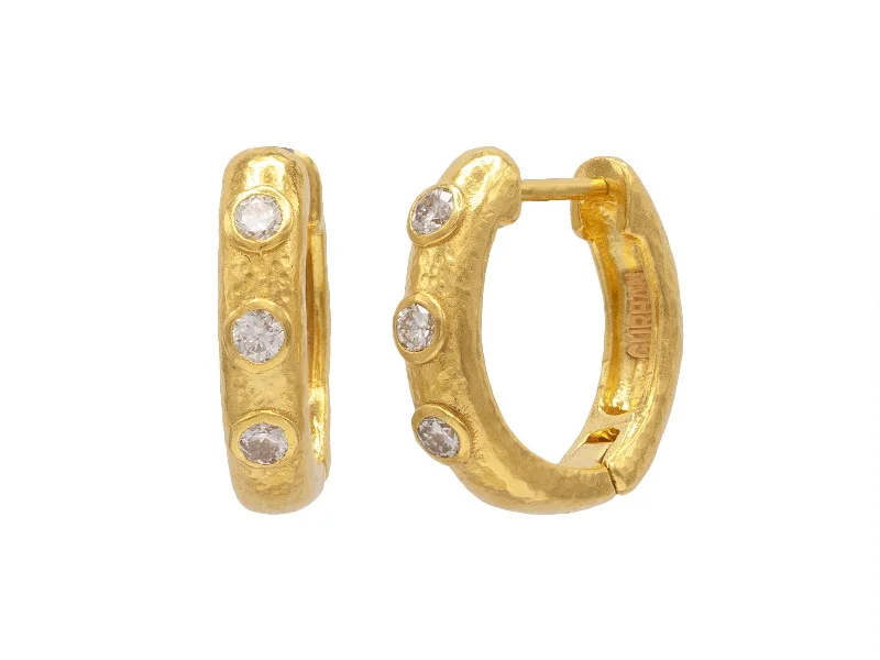 Drop Earrings for Evening Gown -Drop earrings with a vintage vibe for antique lovers -Gold & 0.19ctw Diamond Huggie Earrings