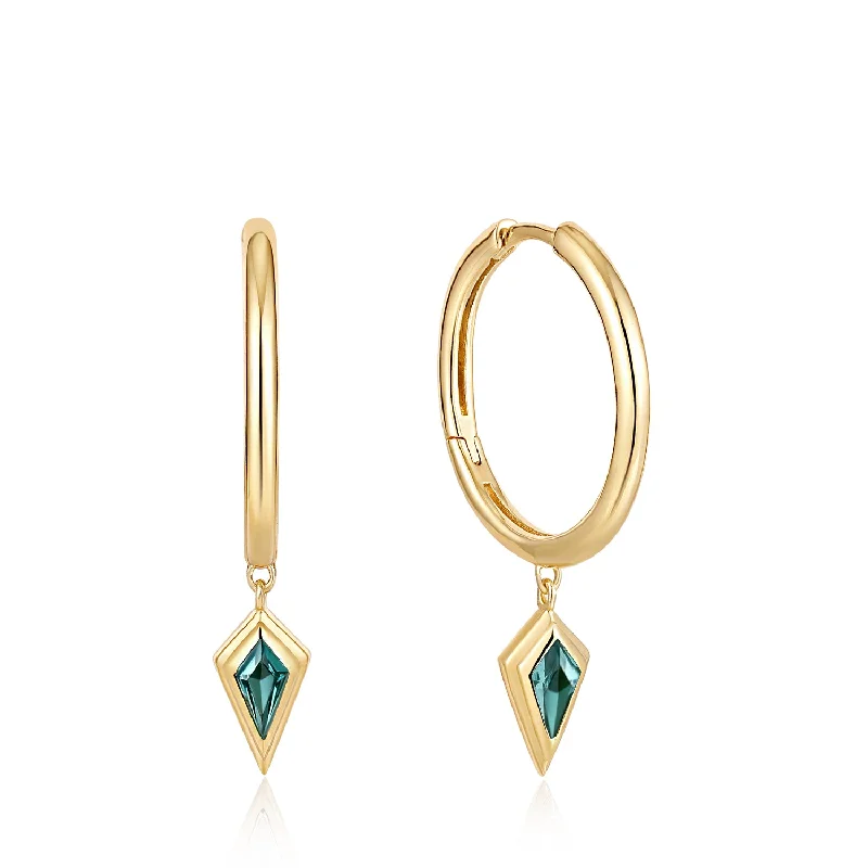 Square Drop Earrings for Modern -Statement drop earrings for a bold look -TEAL SPARKLE DROP PENDANT HOOP EARRINGS