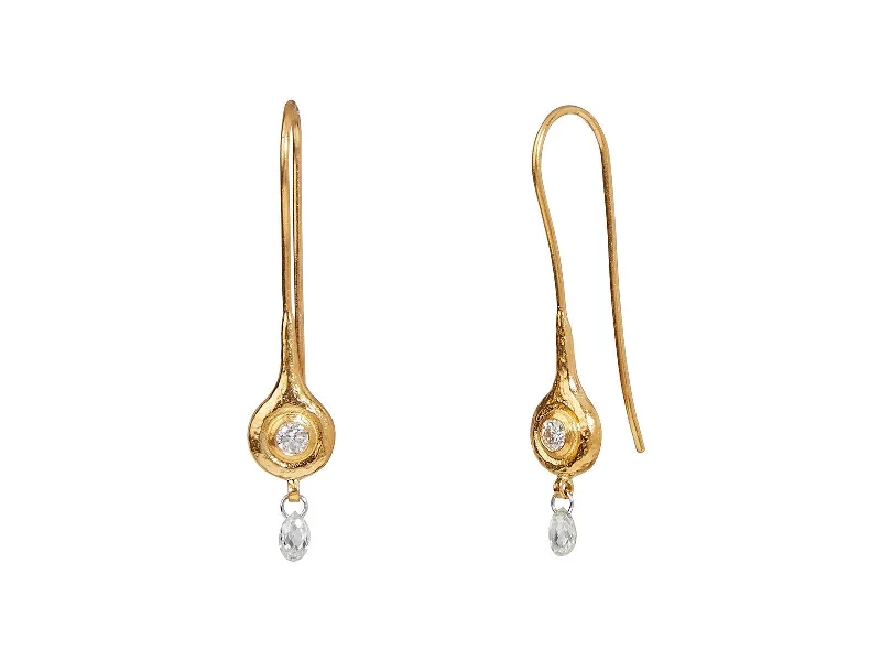 Drop Earrings for Office Wear -Drop earrings with leaf designs for nature-inspired fashion -Diamond and Gold Drop Earrings