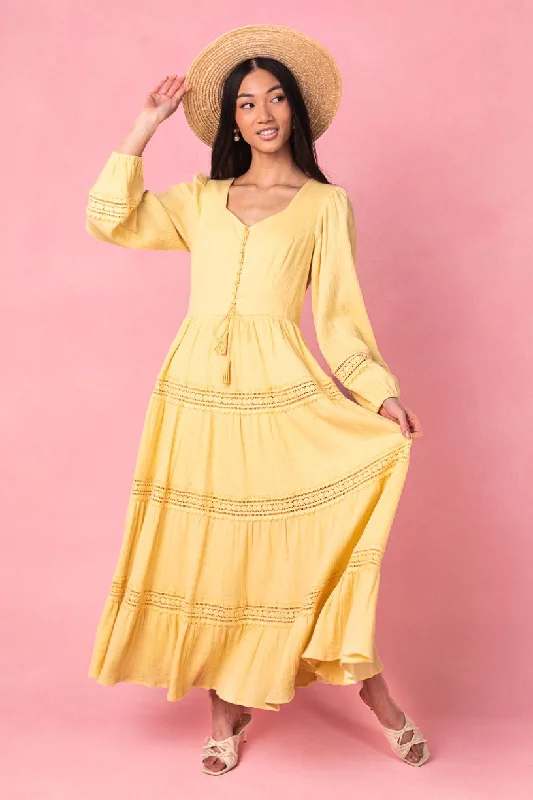 Plus size dresses with bold cuts make statements -Joella Dress in Yellow - FINAL SALE