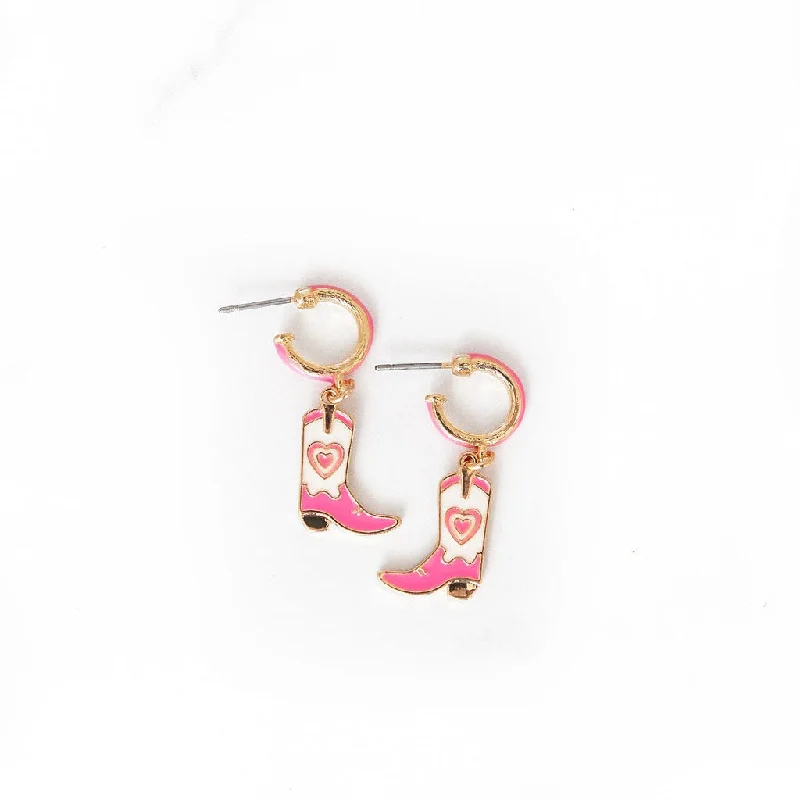 Drop Earrings with Knot Designs -Drop earrings with crystal and pearl accents for timeless style -Pink Heart Boots Gold Huggies