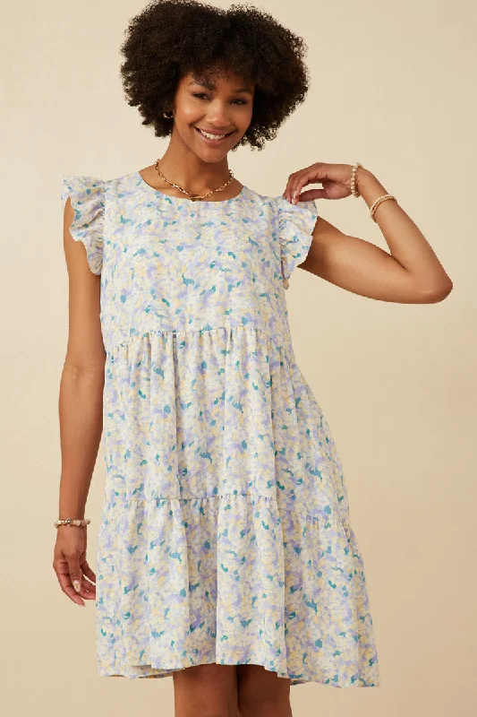 Elegant plus size dresses for weddings fit beautifully -Soft Floral Ruffled Tank Dress