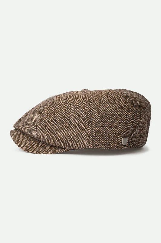 Washed cap with soft vintage feel -Brood Newsboy Cap - Brown/Khaki