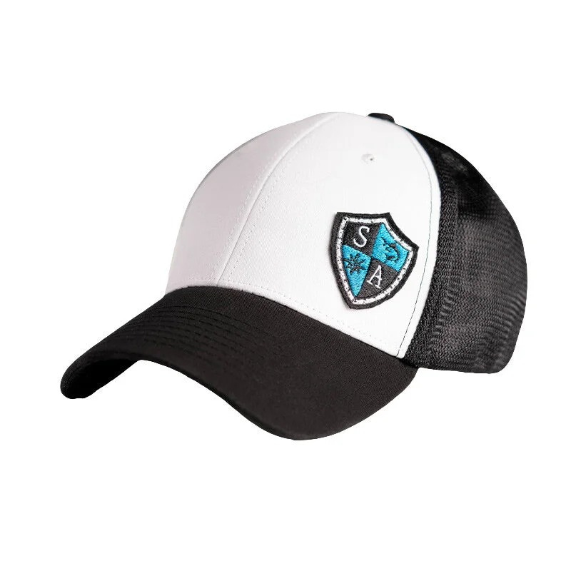 Bold graphic cap for standout fashion flair -FlexFit Hat | Wht/Blk | SA Blue Shield