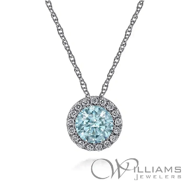 Beautiful necklaces and pendants with diamond halo settings for extra brilliance-Gabriel & Co. Lusso Color 14 Karat Aquamarine Necklace