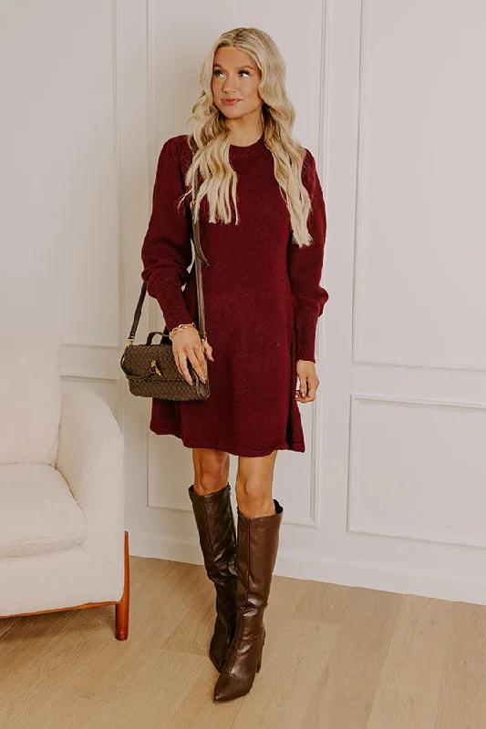 Plus size dresses featuring boho vibes are chic -Social Gathering Sweater Mini Dress