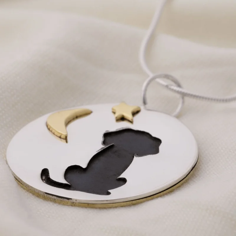 Best necklaces and pendants for weddings with matching designs for bride and groom-Cute Dog Moonlight Sterling Necklace