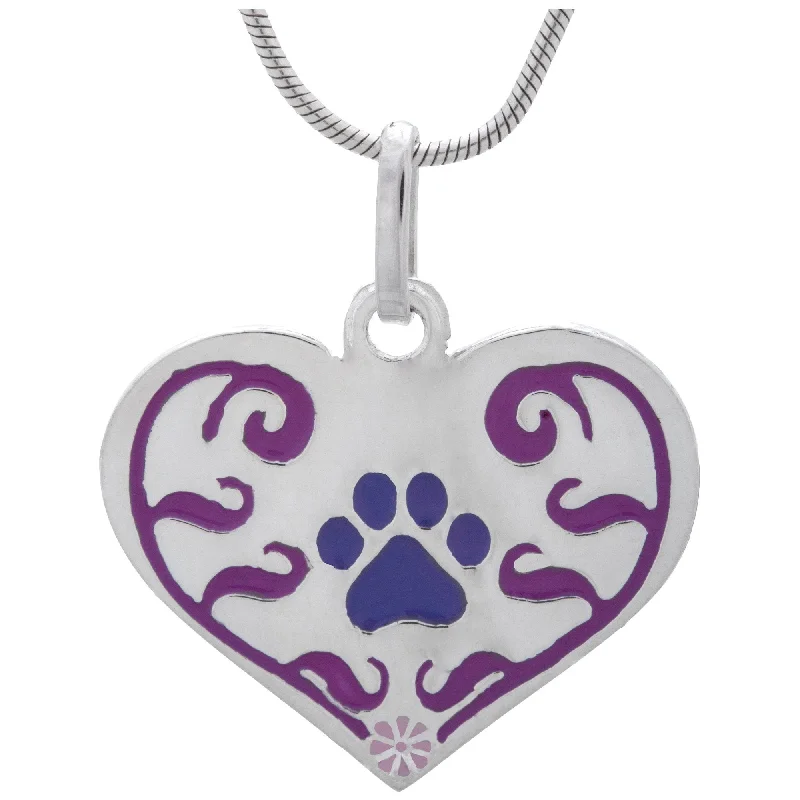 Best necklaces and pendants with cubic zirconia for a budget-friendly dazzling effect-Art Nouveau Paw Print Heart Sterling Necklace