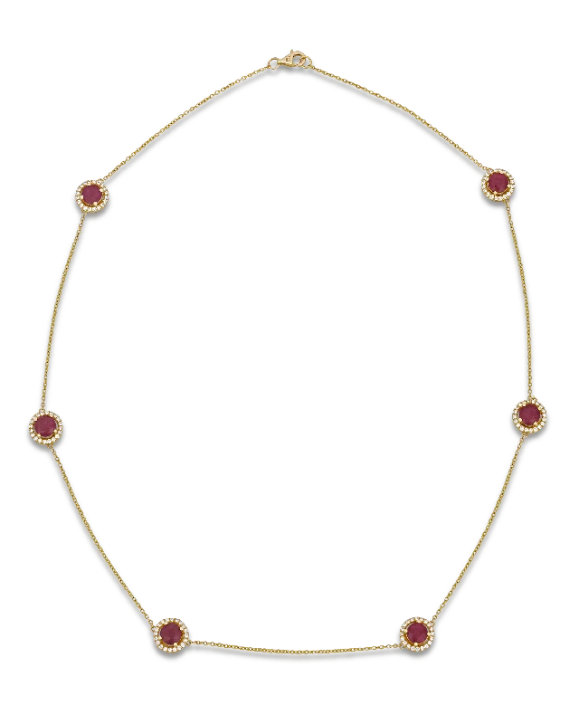 Fashionable necklaces and pendants with birthstones for a personalized gift idea-Ruby Station Necklace, 5.53 Carats