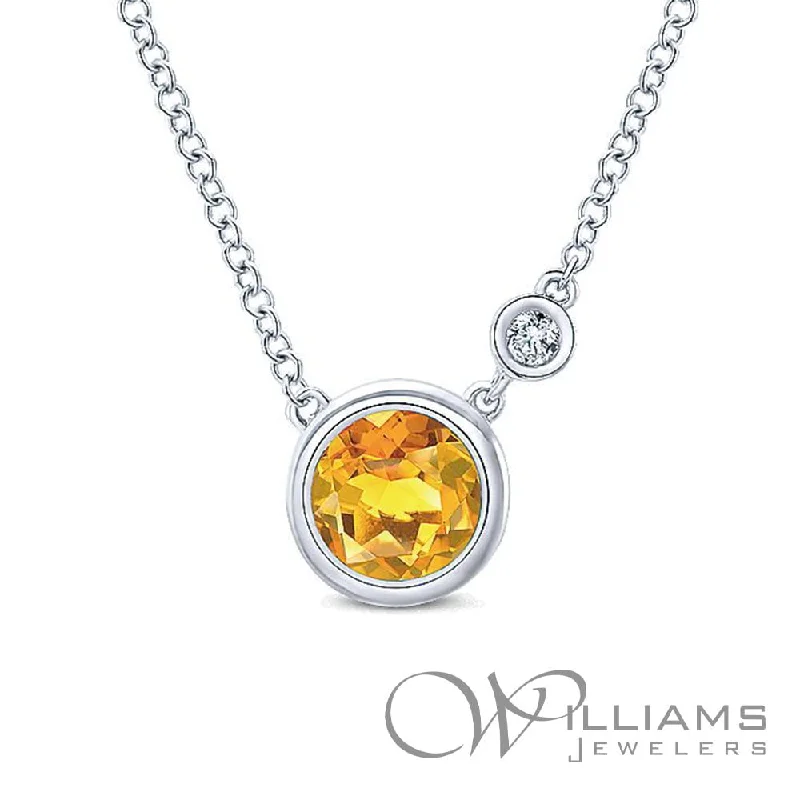 Best necklaces and pendants with heart-shaped lockets for a sentimental keepsake-Gabriel & Co. Lusso Color Sterling Silver Citrine Necklace