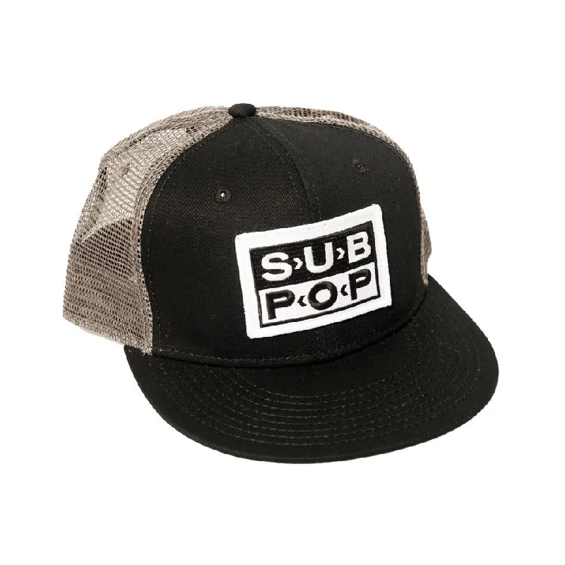 Wool sports cap for chilly game nights -Logo Patch Trucker Hat Black w/Grey