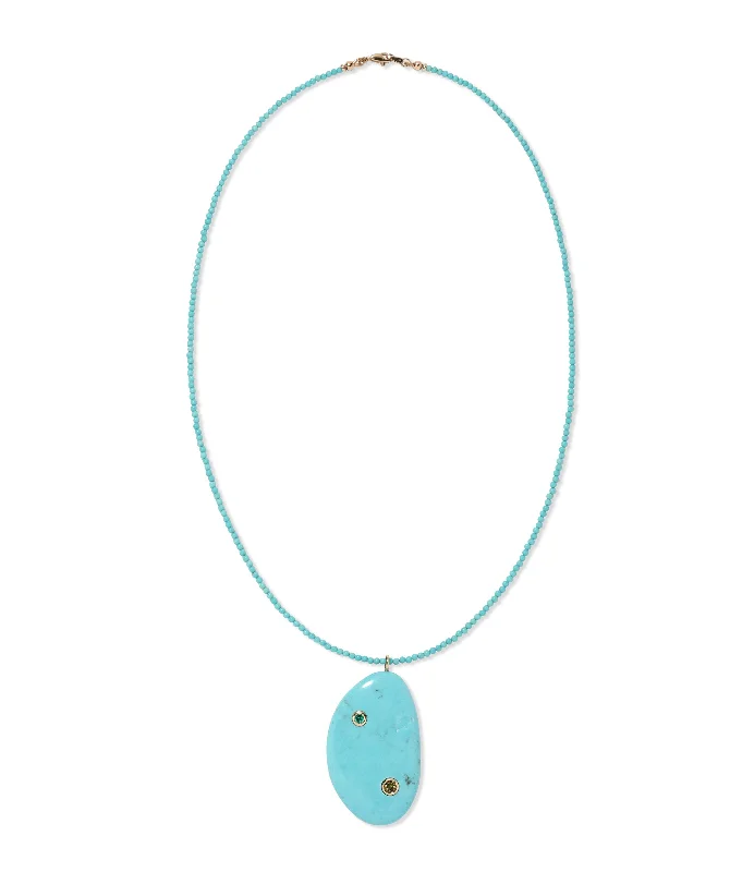 Best necklaces and pendants with cross pendants for a spiritual, meaningful symbol-Sleeping Beauty Turquoise & 14k Gold Beaded Pendant Necklace