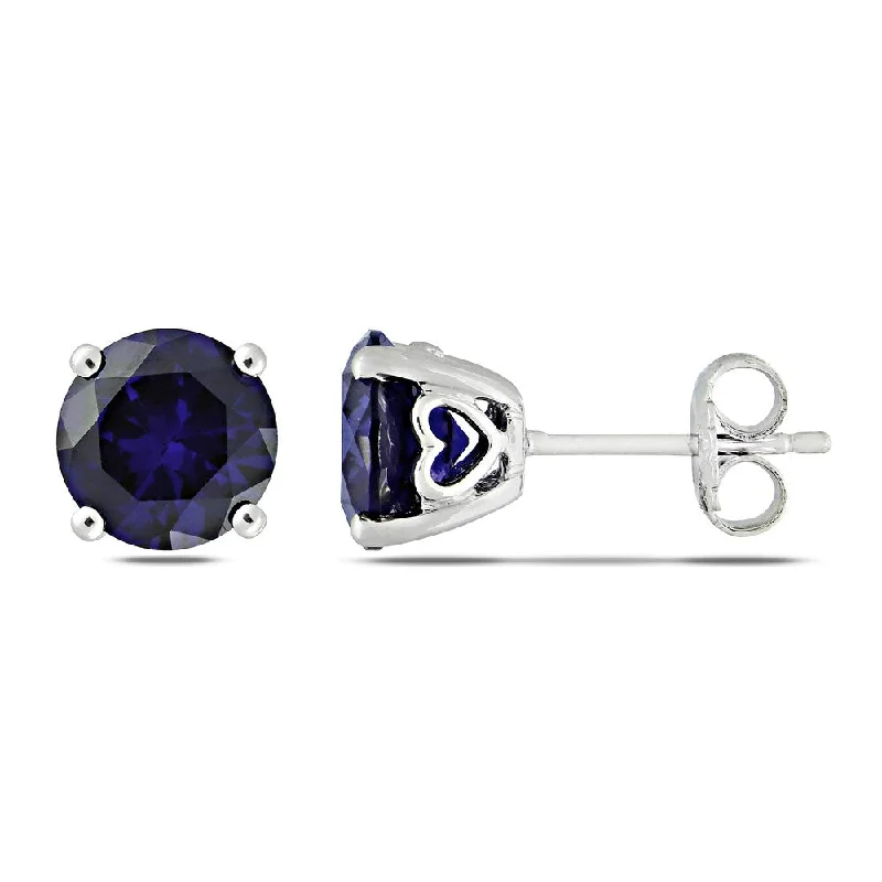 Tarnish Resistant Drop Earrings for Longevity -Drop earrings with leather accents for an edgy vibe -Miadora Sterling Silver Created Blue Sapphire Earrings