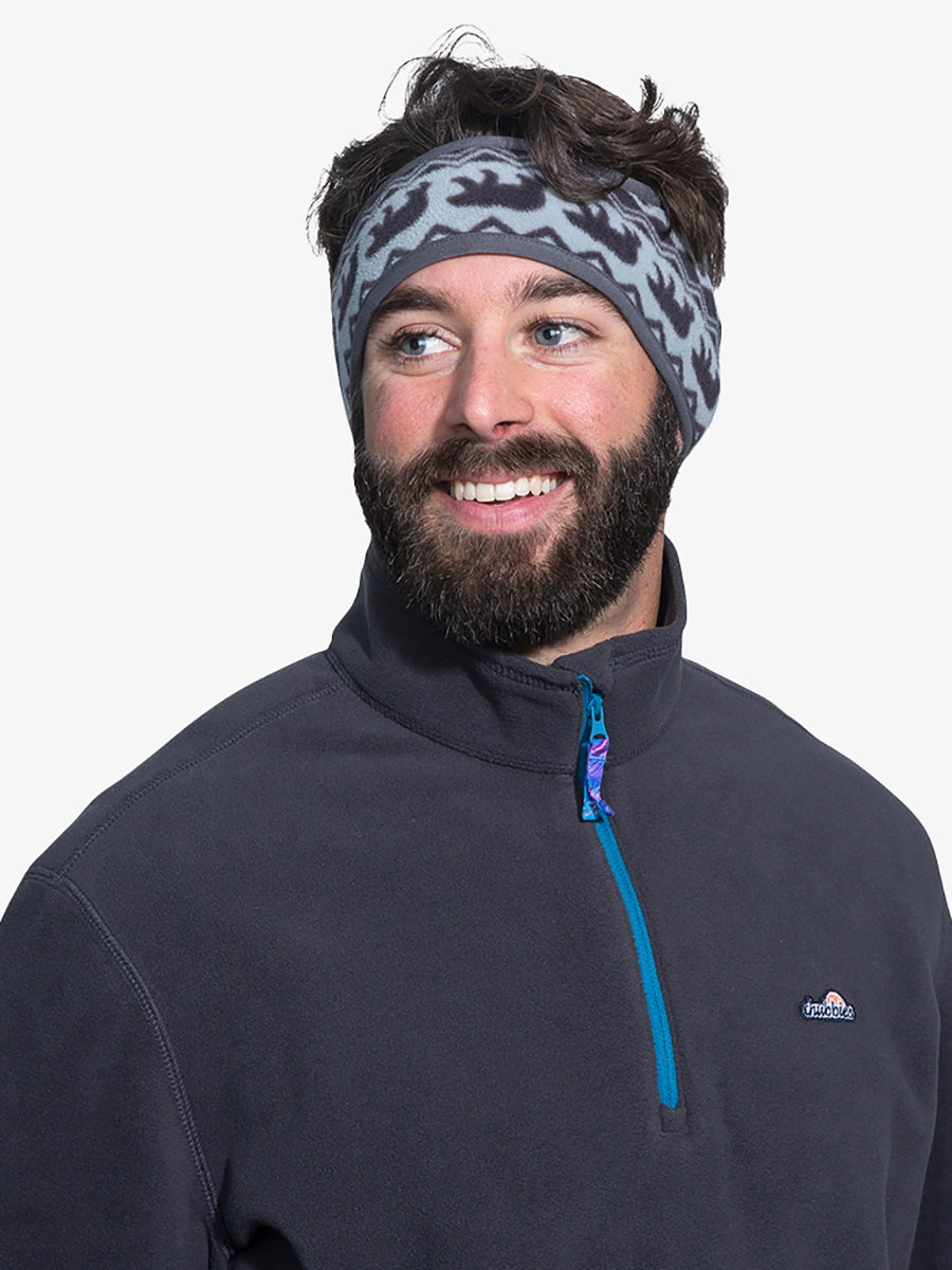 Premium cap with leather strap accent -The Hibernation Headband Grey