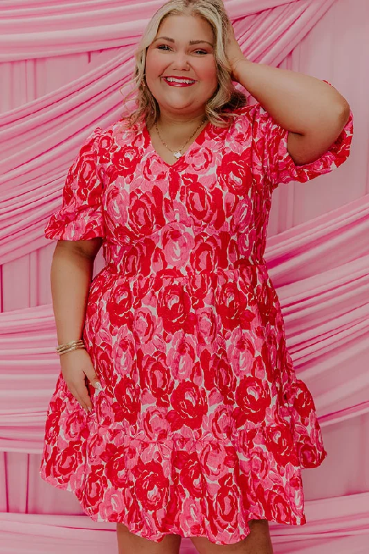 Plus size dresses with fitted bodices shape beautifully -Pocket Full Of Roses Jacquard Mini Dress Curves