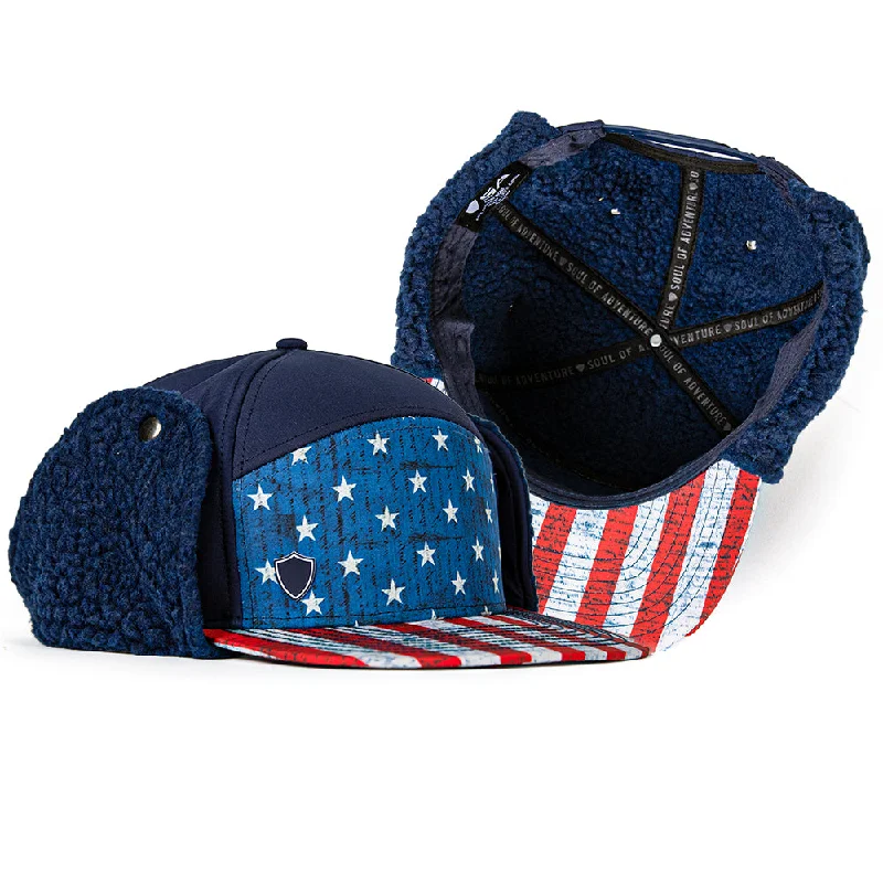 Vintage cap for retro fashion enthusiasts -Billed Trapper Hat | American Flag