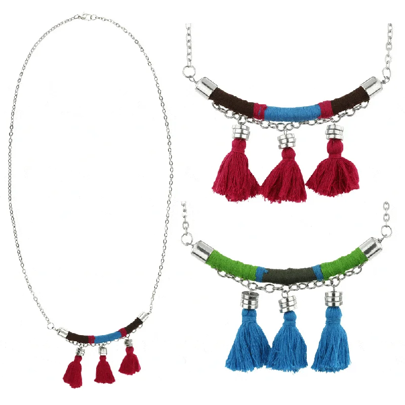 Necklaces and pendants with leaf-shaped designs for an earthy, organic feel-Taj Tassel Bar Necklace