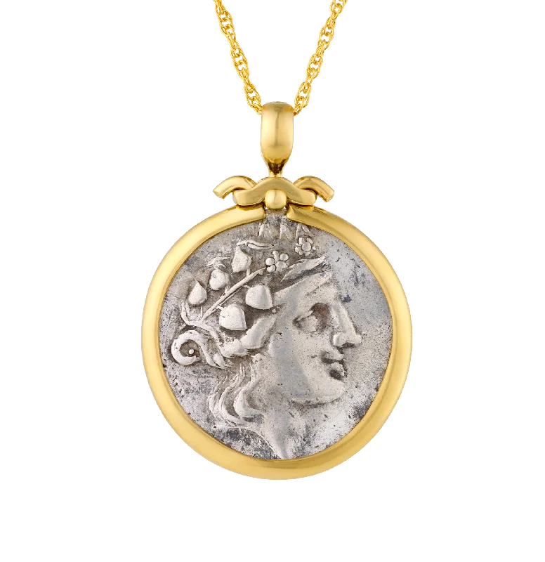 Necklaces and pendants with lotus flower designs for a spiritual, peaceful vibe-Ancient Greek Dionysus Coin Pendant