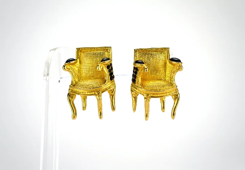 Round Drop Earrings for Classic -Dainty drop earrings for delicate style -Gilded Bergère Chairs Earrings by Karl Lagerfeld