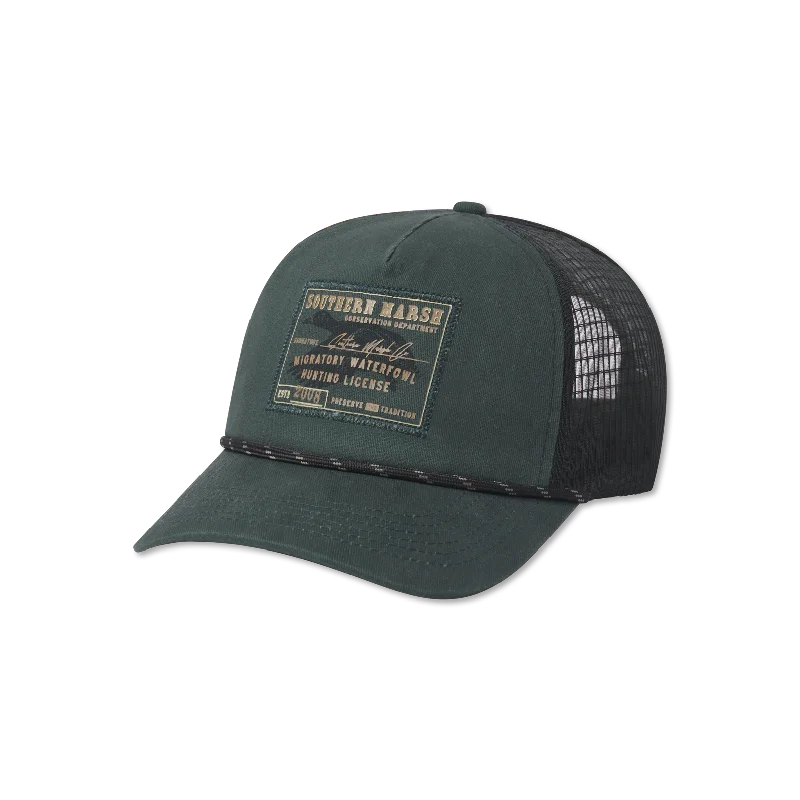 Minimalist cap with small stitched emblem -Trucker Hat - Waterfowl License