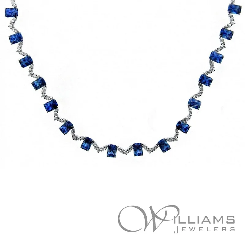 Trendy necklaces and pendants with geometric shapes for a modern aesthetic-Williams Signature Platinum Sapphire Necklace