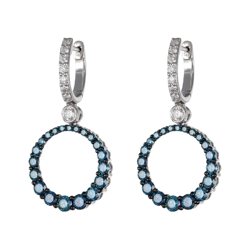 Contemporary Drop Earrings for Fashion -Elegant drop earrings for weddings -Blue Diamond Earrings (Blue Diamond 1.81 cts. White Diamond 0.39 cts.)