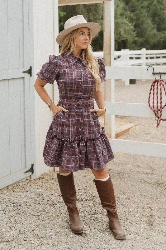 Plus size dresses for celebrations shine with style -Virginia Dress in Plaid - FINAL SALE