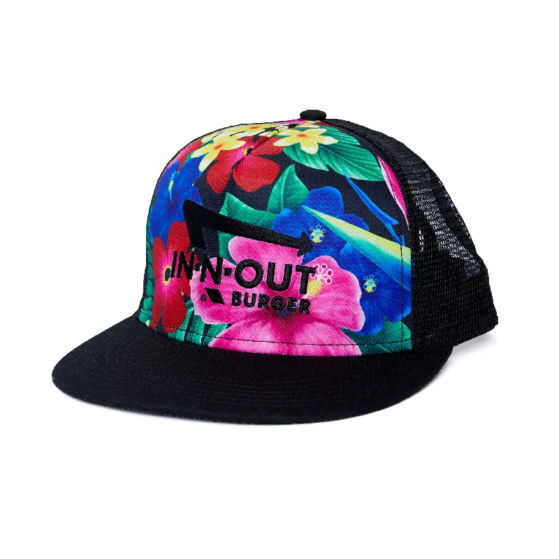 Graphic trucker cap for playful fashion flair -Hibiscus Hat