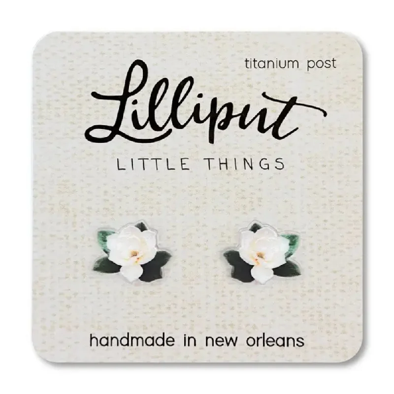 Drop Earrings with Leaf Motifs -Drop earrings with enamel colors for vibrant flair -Lilliput Little Things Magnolia Earrings