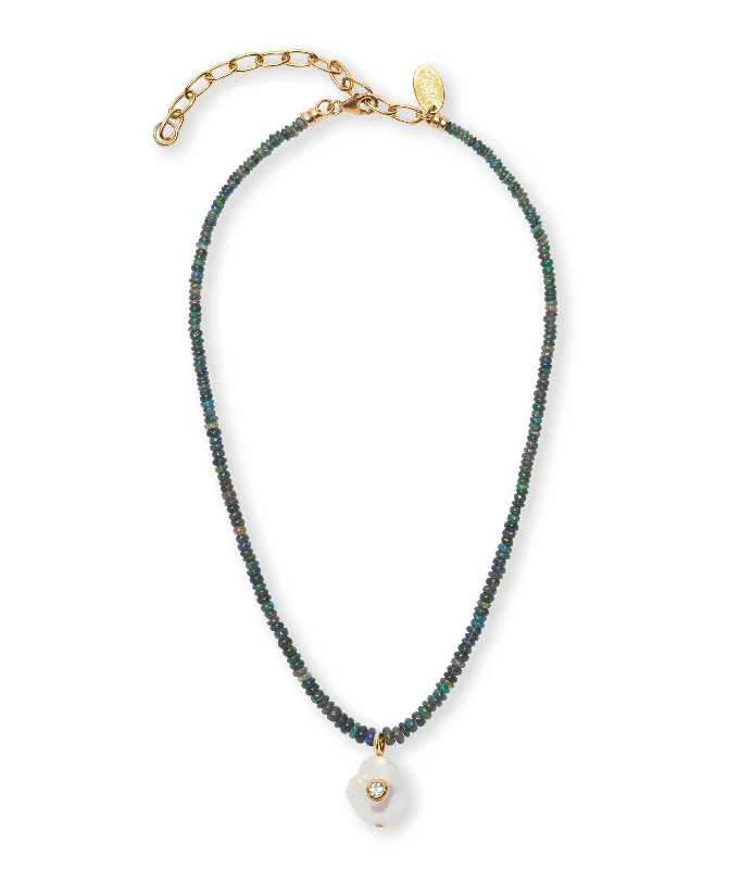 Unique necklaces and pendants with custom birthstone arrangements for personalization-Castillo Necklace in Black Opal