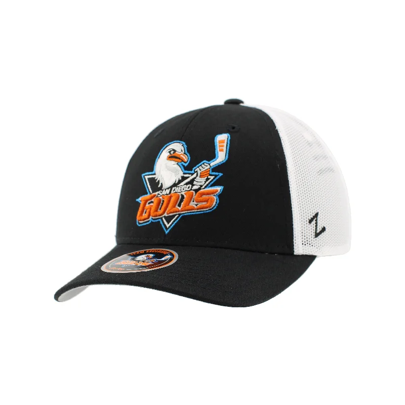 Classic cap with simple logo embroidery -San Diego Gulls Big Rig Black Snapback Hat