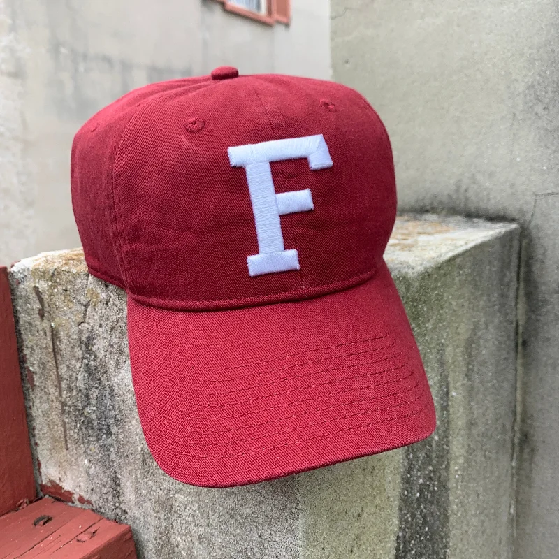 Classic cap with simple logo embroidery -Crimson F Snapback Hat