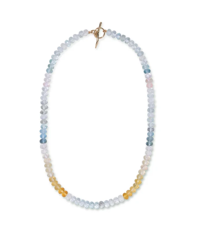 Simple necklaces and pendants with bar pendants for a sleek modern design-Shaded Aquamarine, Morganite & 14k Gold Necklace