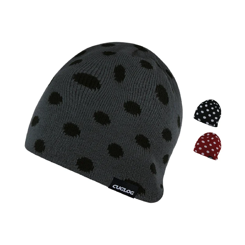 Black baseball cap for sleek all-black looks -Cuglog K035 Thor Polka Dot Knit Beanies Hats Lined Winter Ski Caps Men Women