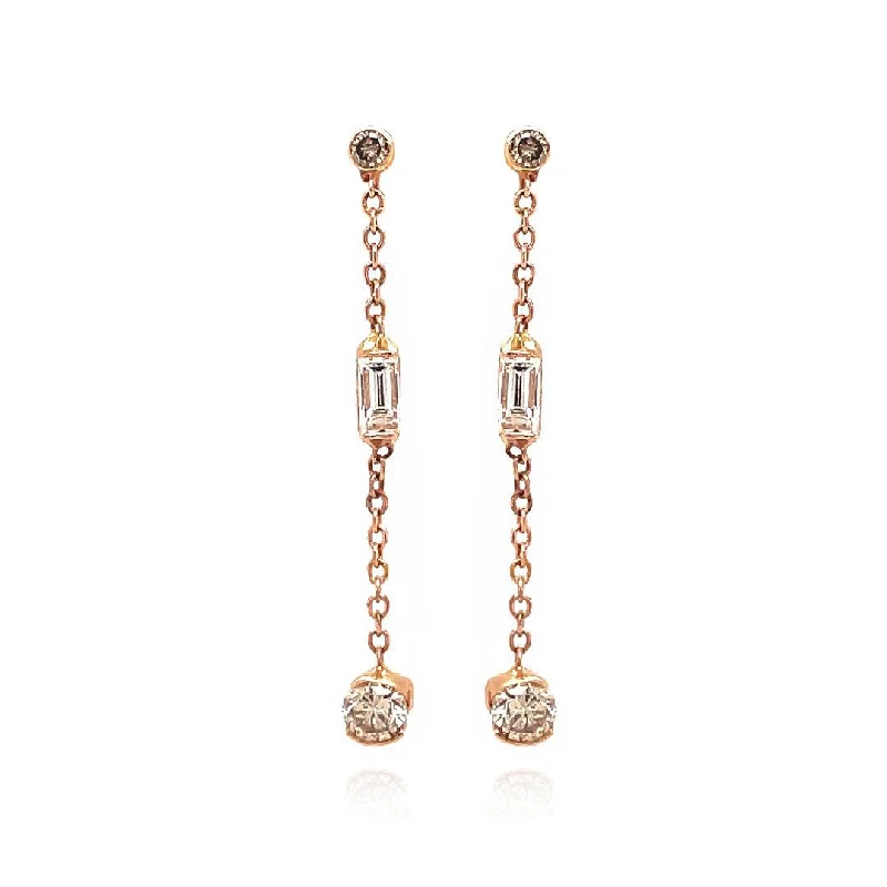 Square Drop Earrings for Modern -Statement drop earrings for a bold look -14K Rose Gold Drop Earrings