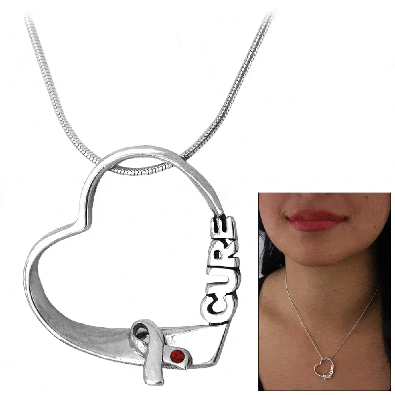 Unique necklaces and pendants with artistic shapes for a creative, one-of-a-kind design-Diabetes Hope for a Cure Sterling Heart Necklace