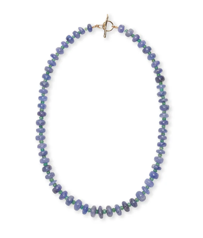 Beautiful necklaces and pendants with moonstone for an ethereal, mystical appearance-Tanzanite & Emerald 14k Gold Necklace