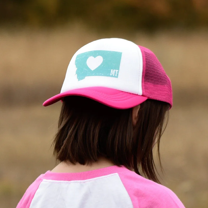 Sports team cap with bold logo front -Heart Trucker Hat (kids)