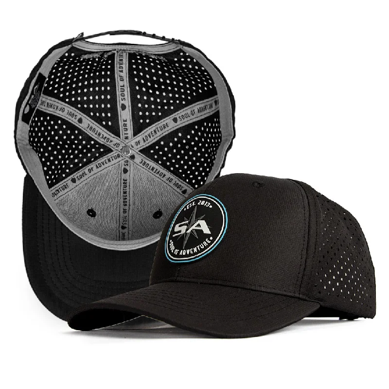 Vintage cap for retro fashion enthusiasts -Performance Snapback | Blue Crest | Black