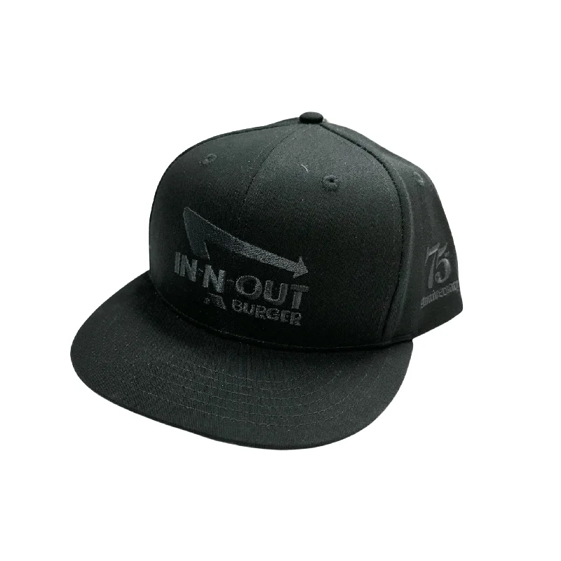 Minimal snapback cap for clean urban style -75th Anniversary Curved Bill Black Hat